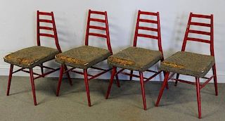 Midcentury Set of 4 Ladder Back Side Chairs.