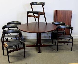 Midcentury Scandanavian Dining Set with 6 Chairs.