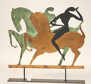 Art Deco Copper & Metal Relief, Horses/Figures