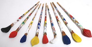 Livio DeMarchi, 9 Painted Wood "Paint Brushes"