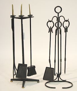 Donald Deskey Brass & Wrought Iron Fire Tools