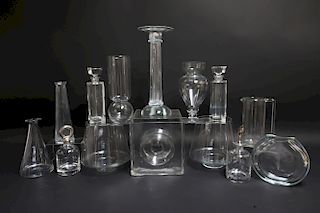 14 Modern Clear Glass Vases, Decanters, Etc.