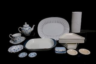 Danish Blue & White Dishes, T. Wirkkala Vase etc