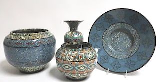 3 Jean Gerbino Vallauris Ceramic Vases & Bowl