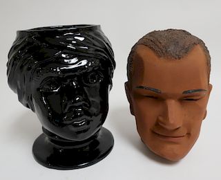 Ceramic Black Glazed Vase & Plaster Bust