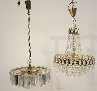 Modern Brass and Glass Chandeliers, 1970's