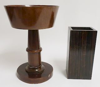 Art Deco Mahogany Compote, Rosewood Vase