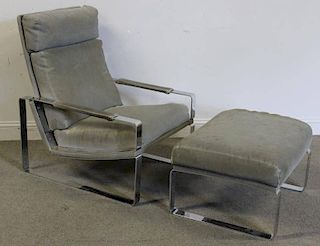 Midcentury Chrome Lounge Chair and Ottoman.