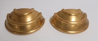 Pair French Art Deco Brass Wall Lights, c.1925