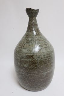 Jane Purshall Large Green Earthenware Vase