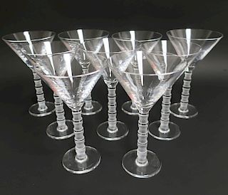 9 Salviati Etched & Cut Tall Martini Glasses