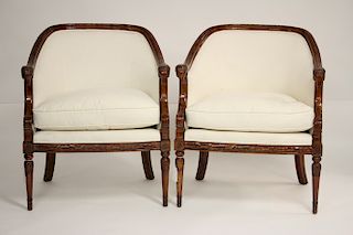 Pr Louis XVI Style Stained Beechwood Bergeres