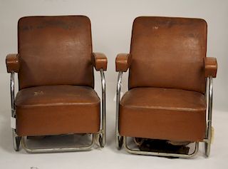 Pair of Art Deco Chrome Armchairs, KEM Weber