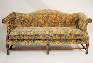 Mahogany Chippendale-Style Sofa w Modernist Fabric