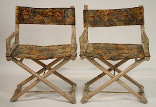 Pair McGuire Director's Chairs w Modernist Fabric