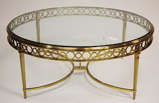Mid Century Modern Circular Brass & Glass Table