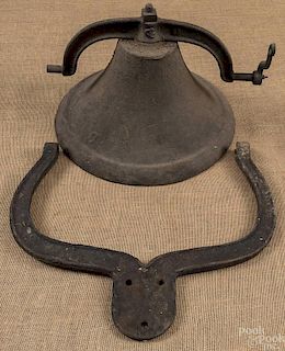 Cast iron bell, 19th c., stamped Fredericktown O