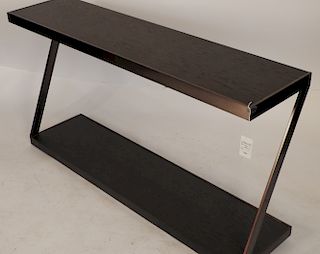 Modern Wood and Bronze "Z" Form Console Table