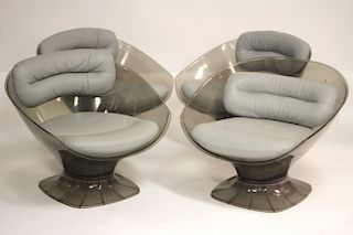 4 Smoky Plastic Club Chairs, circa 1970
