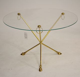 Neo-Classic Style Brass & Glass Tripod Table