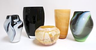 5 20th Century Modern Art Glass Vases
