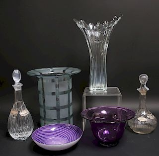 Seven Glass Vessels incl Baccarat, Dahl, Maples