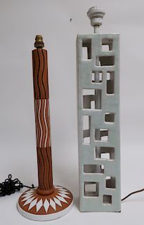 2 Italian Ceramic Modernist Lamps, Gambone