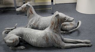 Pair of Outdoor Metal Greyhound Figures