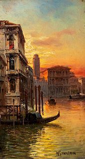Natale Gavagnin (Venezia 1851)  - View of Venice in the sunset