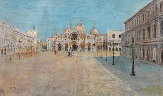 Filippo Mola (Civitavecchia 1849-Brescia 1918)  - Lotto di cinque vedute di Venezia, Mandria e Trieste