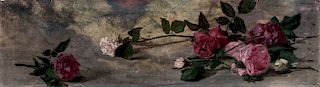 Attribuito a Nicolò Barabino (Sampierdarena 1832 - Firenze 1891)- Still life with pink roses