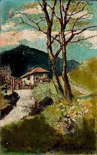 Marco Calderini (Torino 1850-1941)  - Verso il casolare