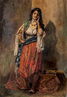 Filippo Mola (Civitavecchia 1849-Brescia 1918)  - Lotto di sei opere con soggetti orientalisti
