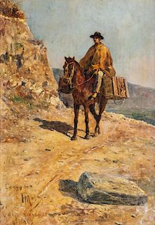 Filippo Mola (Civitavecchia 1849-Brescia 1918)  - Lotto di sette opere ricordo del viaggio in Cile del pittore