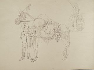 Adrien Dauzats (Bordeaux 1804-Parigi 1868)  - Study of Oriental horses