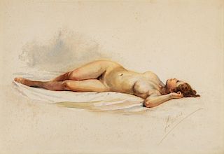 Giuseppe Lallich (Spalato 1867-Roma 1953)  - Nude of a laying woman