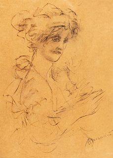 Antonio Mancini (Roma 1852-1930)  - Young woman