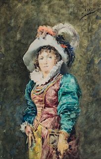 Arturo Orselli (attivo nel XIX secolo)- Woman in seventeenth-century costume, 1880