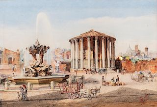 F. Martin (Scuola romana seconda metà del XIX secolo)- Rome, life at the Foro Boario