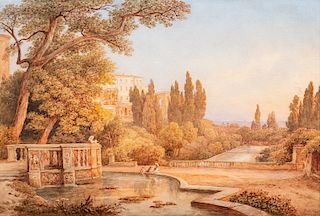 Rudolf  Müller (Basilea 1802-Roma 1885)  - Tivoli, funtains in Villa d'Este