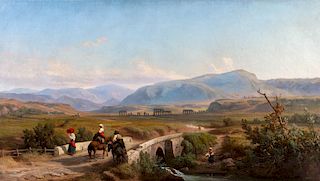Charles-François Knébel (La Sarraz 1809-Roma 1877)  - Peasants in the Campagna Romana, 1871