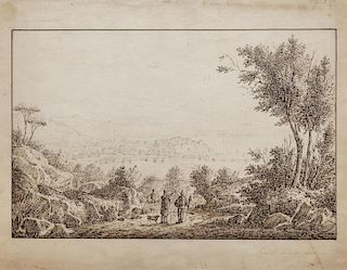 Antonio Senape (Roma 1788-Napoli 1850)  - Veduta di Pozzuoli presso la Solfatara