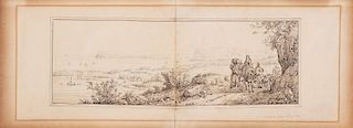 Antonio Senape (Roma 1788-Napoli 1850)  - "Veduta dei Campi Elisi e l'Isola di Procida e Ischia"