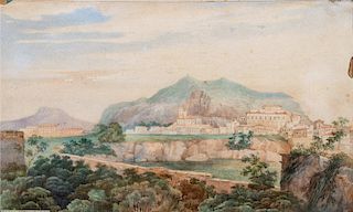Benjamin Schlick (Copenaghen 1796-Parigi 1872)  - Coppia di vedute di Palermo e Monreale
