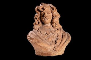 Scuola inglese, secolo XIX- Bust of a knight in a wig and with a noble sign