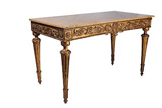Louis XVI console table in carved and gilded wood
