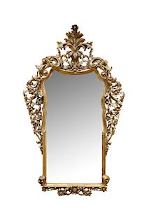 Baroque mirror with a rocaille decoration, 18th century, in carved and gilded wood
