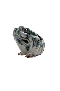 Incense burner toad in polychrome ceramic, 19th century China
