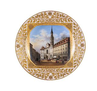 Series of two porcelain plates from the Wien manufacture, first half of the 19th century