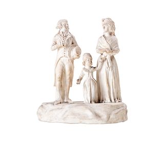 Sculptural group of a family in biscuit, late 18th century - early 19th century